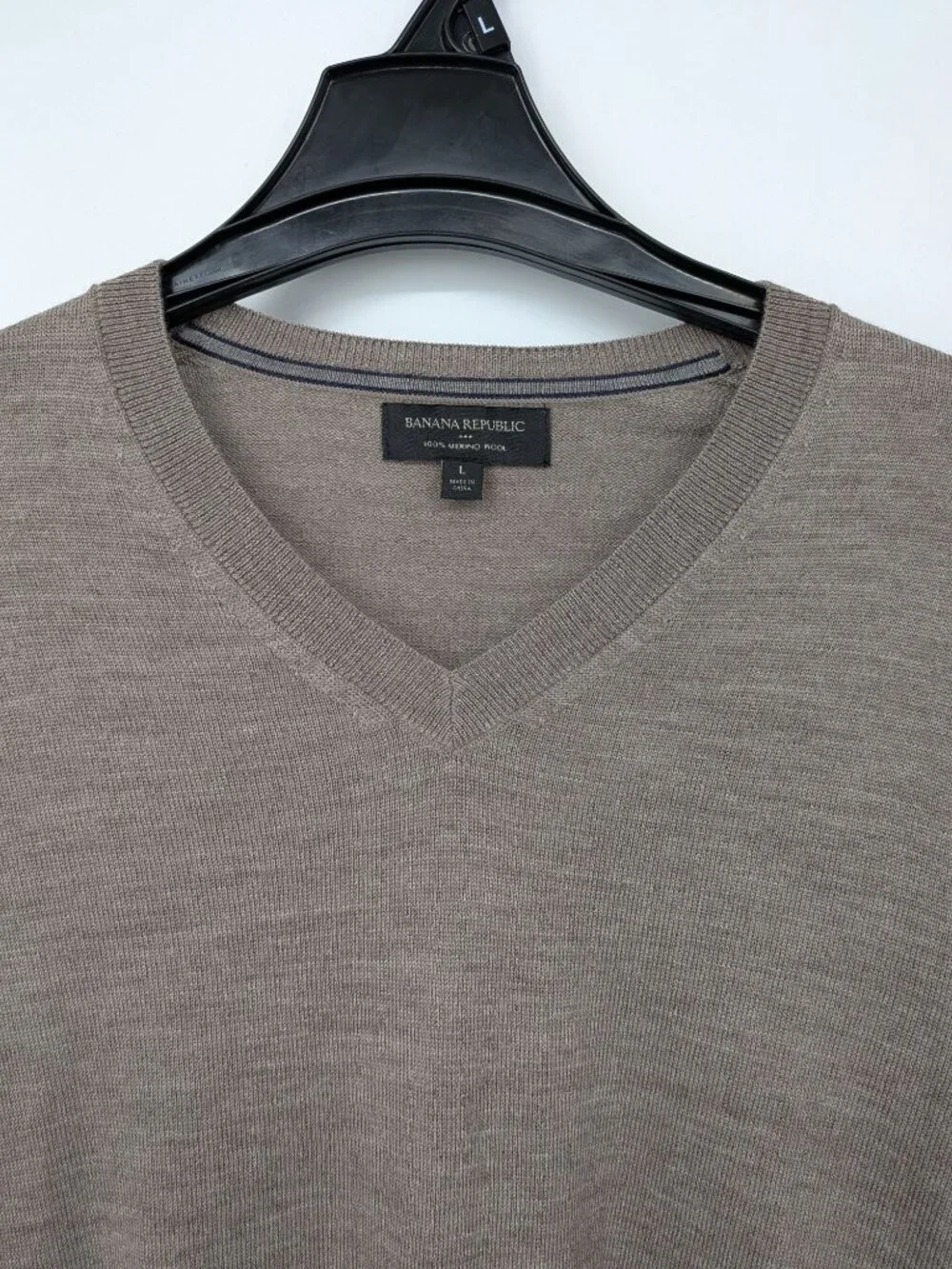 Banana Republic Merino Wool V Neck Sweater Minimalist Neutral Office‎ Men Large